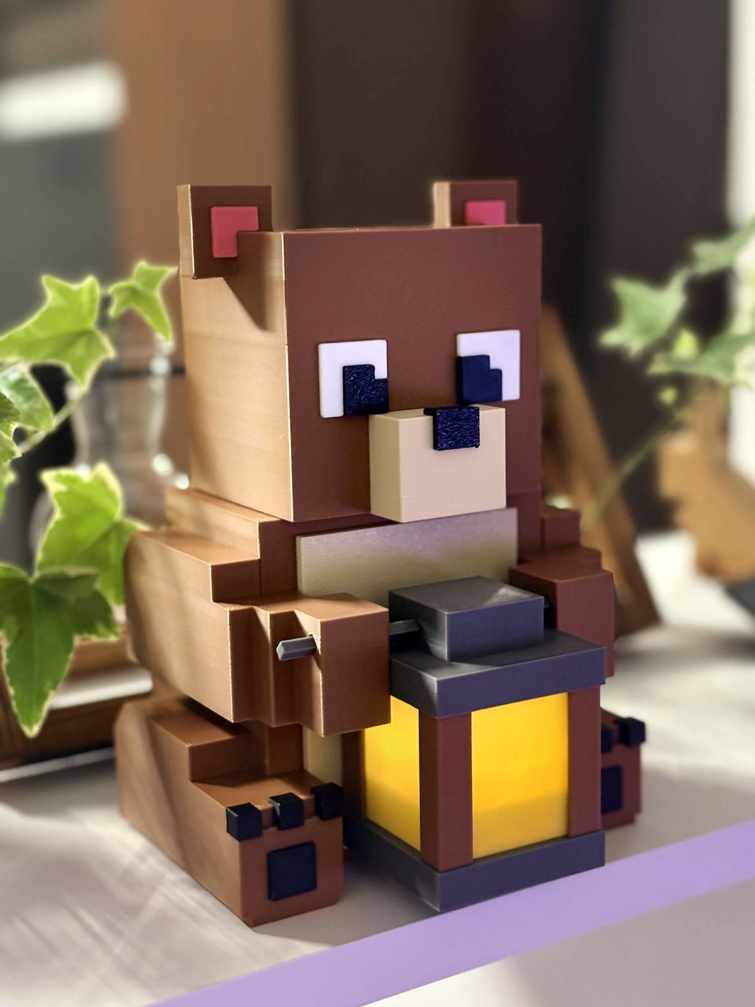 Lampă Minecraft Ursuleț � LED Ambient , Print 3D ,  Cadou gamer - casă & stil de viață - organizare & depozitare - organizator birou - Artynos.ro