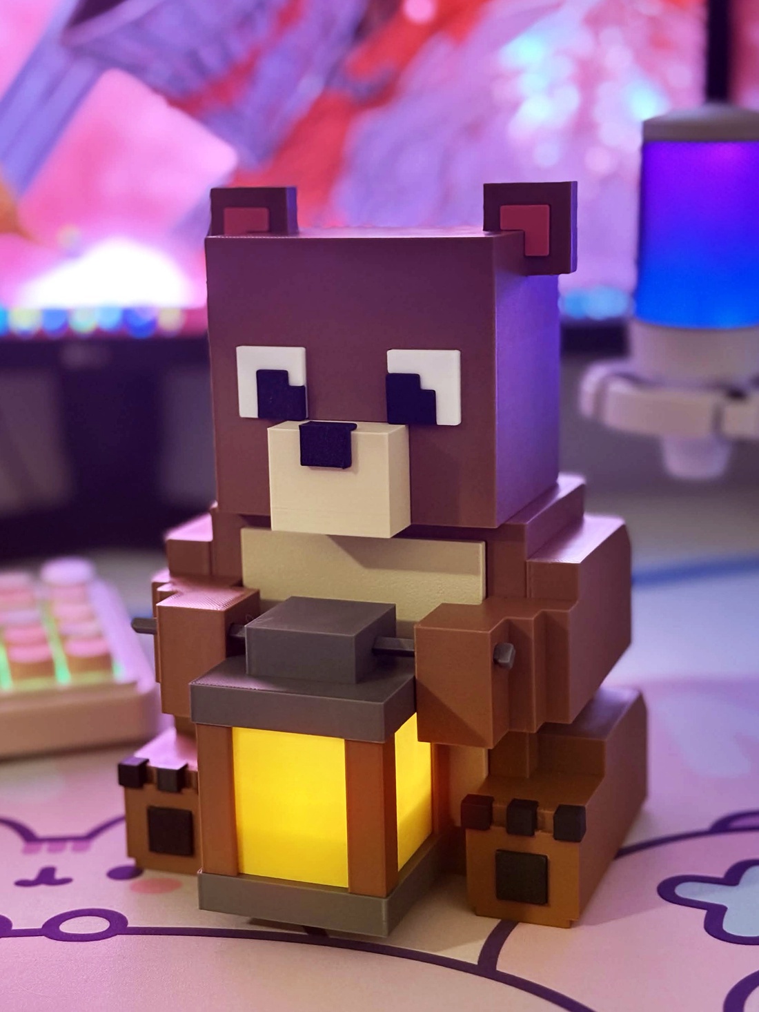 Lampă Minecraft Ursuleț � LED Ambient , Print 3D ,  Cadou gamer - casă & stil de viață - organizare & depozitare - organizator birou - Artynos.ro