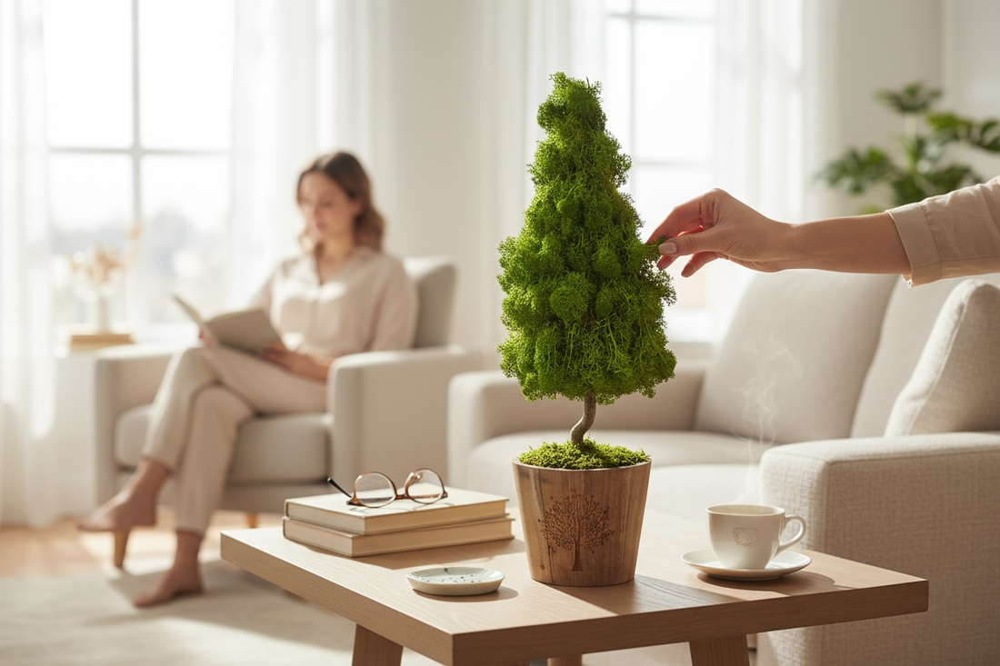 Brad de licheni stabilizați  - crăciun - cadouri de moș crăciun - decor cu moș crăciun - Artynos.ro