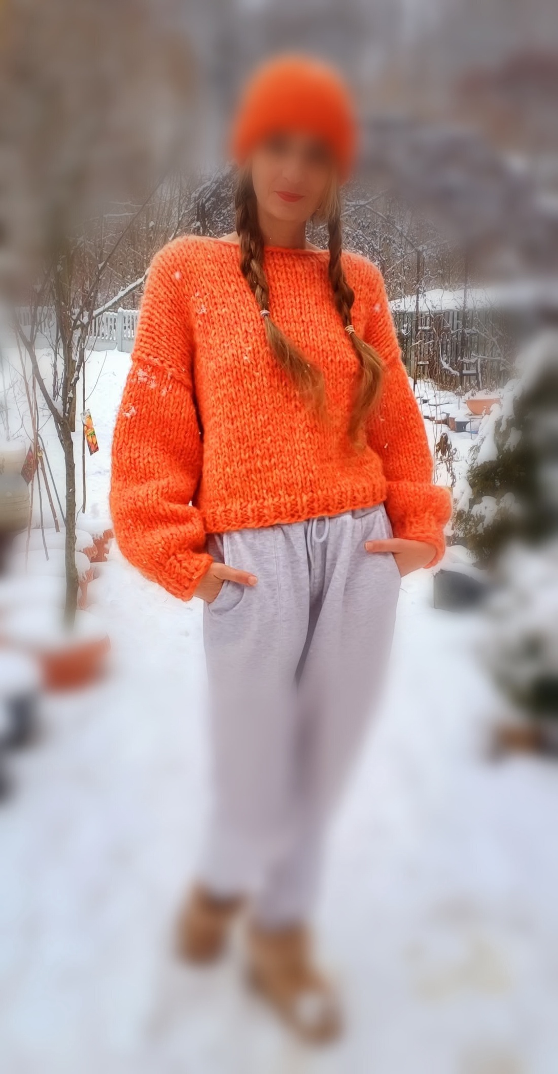 Pulover portocala - îmbrăcăminte și modă - haine damă - bluze damă - Artynos.ro