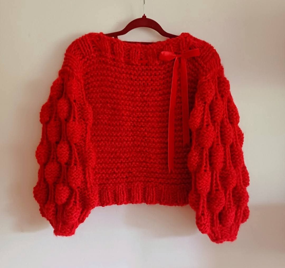 Pulover Red Bubbles  - îmbrăcăminte și modă - haine damă - bluze damă - Artynos.ro