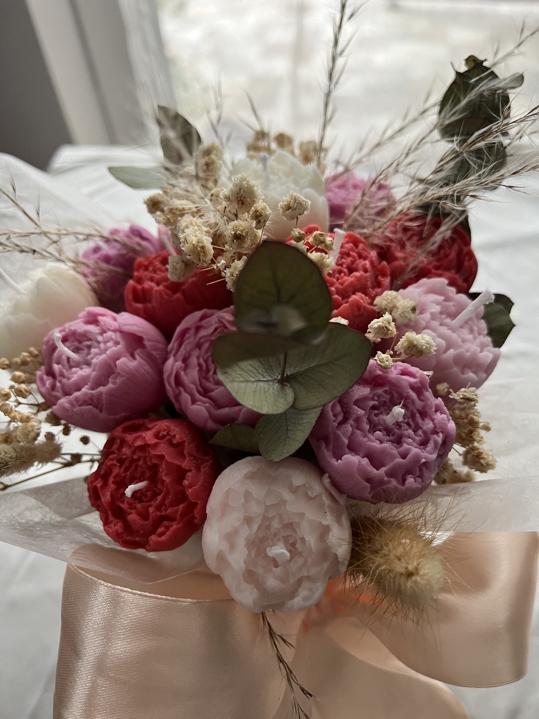 Buchet bujori lumânări  - casă & stil de viață - decorațiuni de casă - accesorii florale - cutii cu flori - Artynos.ro