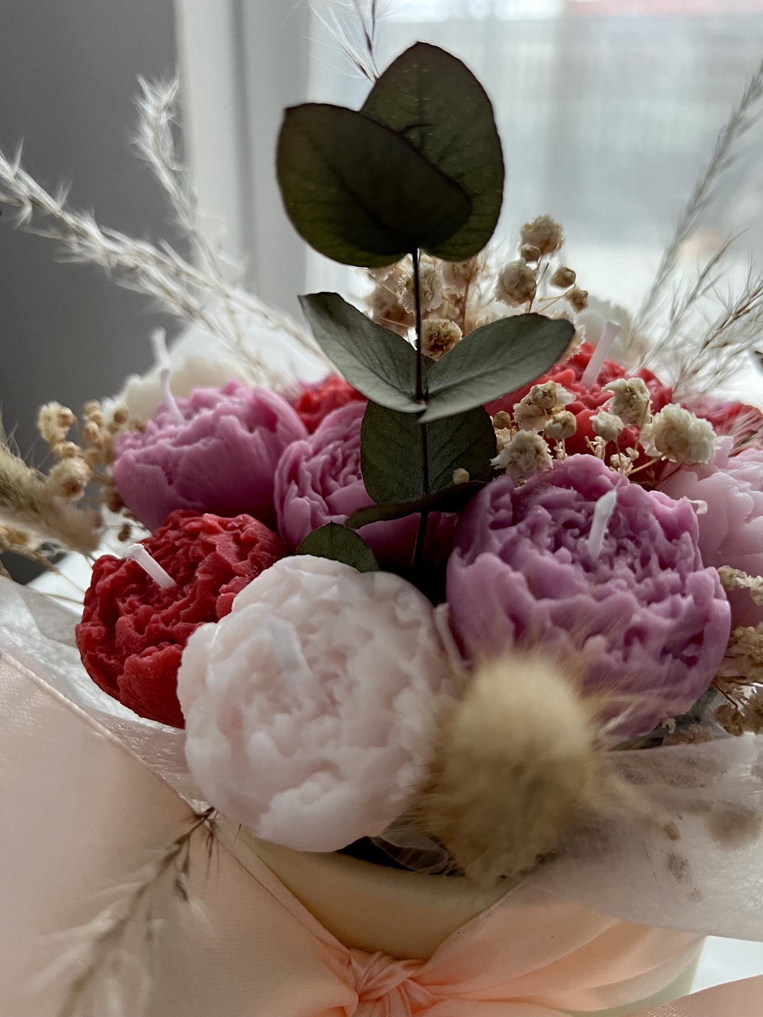 Buchet bujori lumânări  - casă & stil de viață - decorațiuni de casă - accesorii florale - cutii cu flori - Artynos.ro