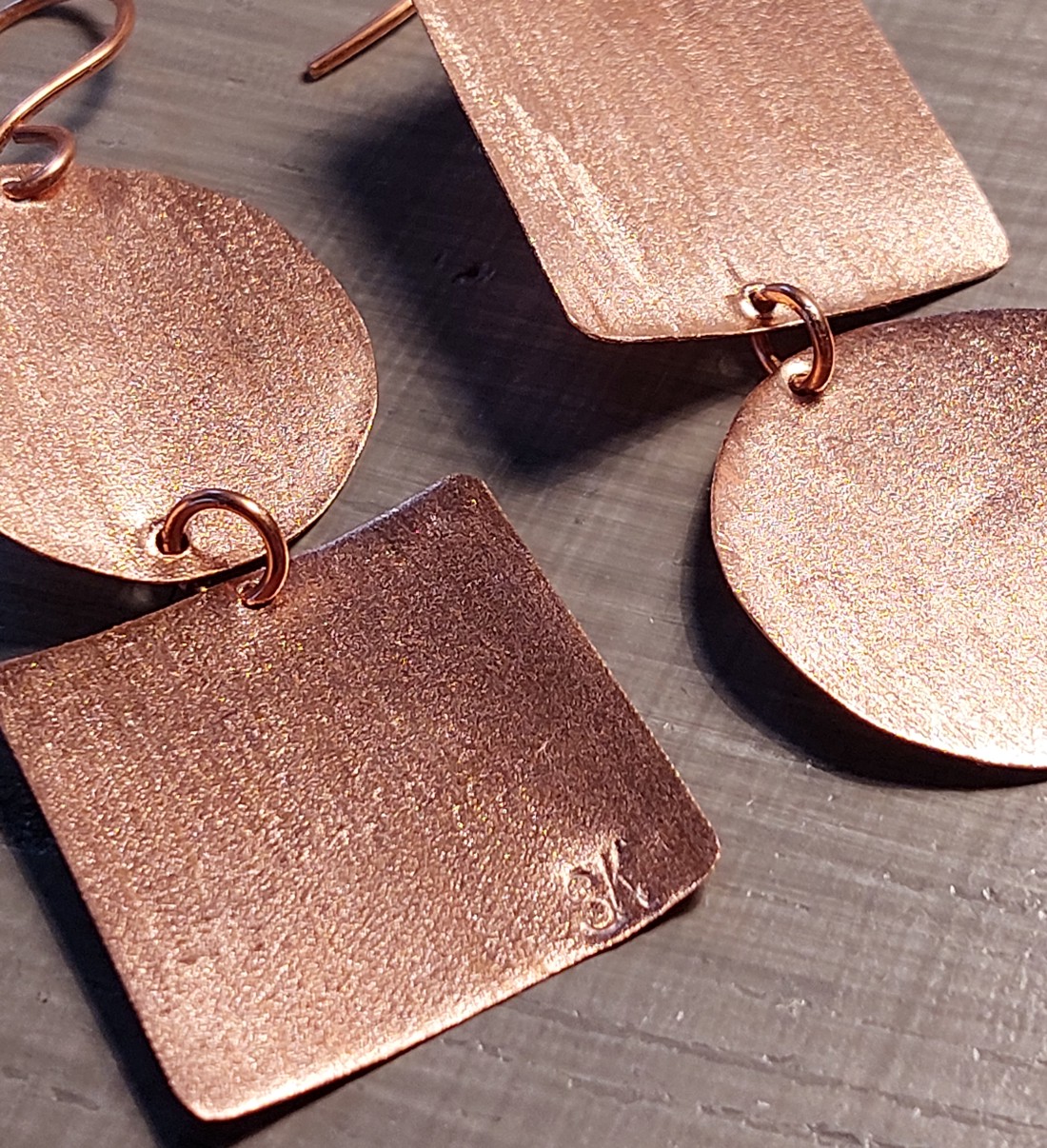 Cercei în formă de cerc pătrat din cupru -  - Artynos.ro