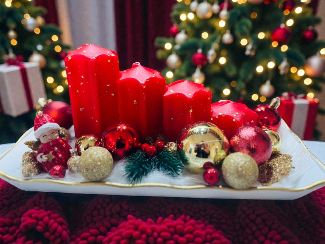 Magia Roșie de Crăciun - crăciun - decorațiuni de crăciun de casă - decor pentru masă de crăciun - Artynos.ro