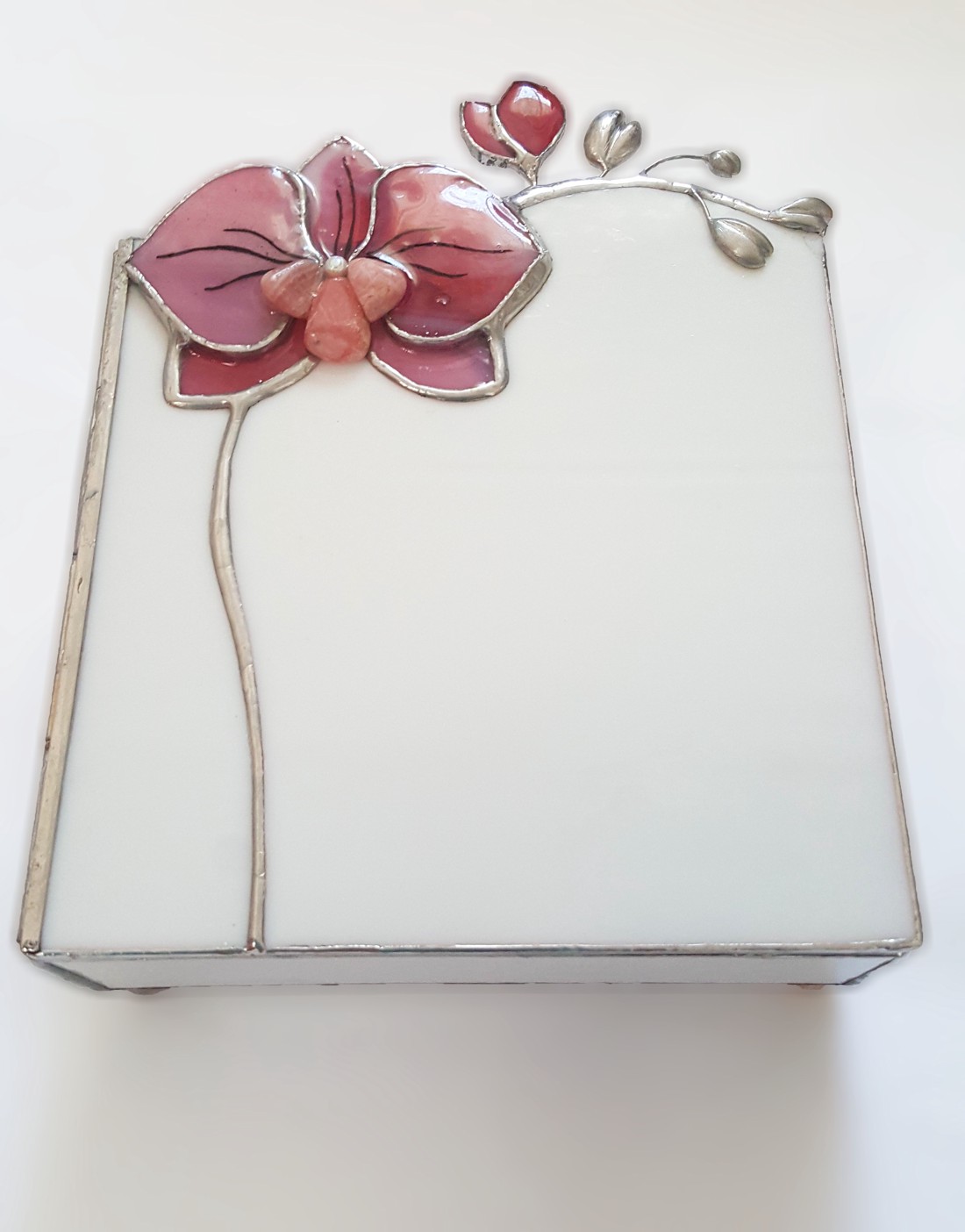 Cutie de bijuterii Orhidee 3D din sticlă Tiffany -  - Artynos.ro