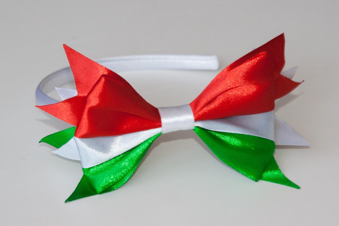 Bandă pentru păr cu panglică în culorile naționale - roșu/alb/verde - îmbrăcăminte și modă - accesorii păr - bandă de păr și agrafe păr - Artynos.ro