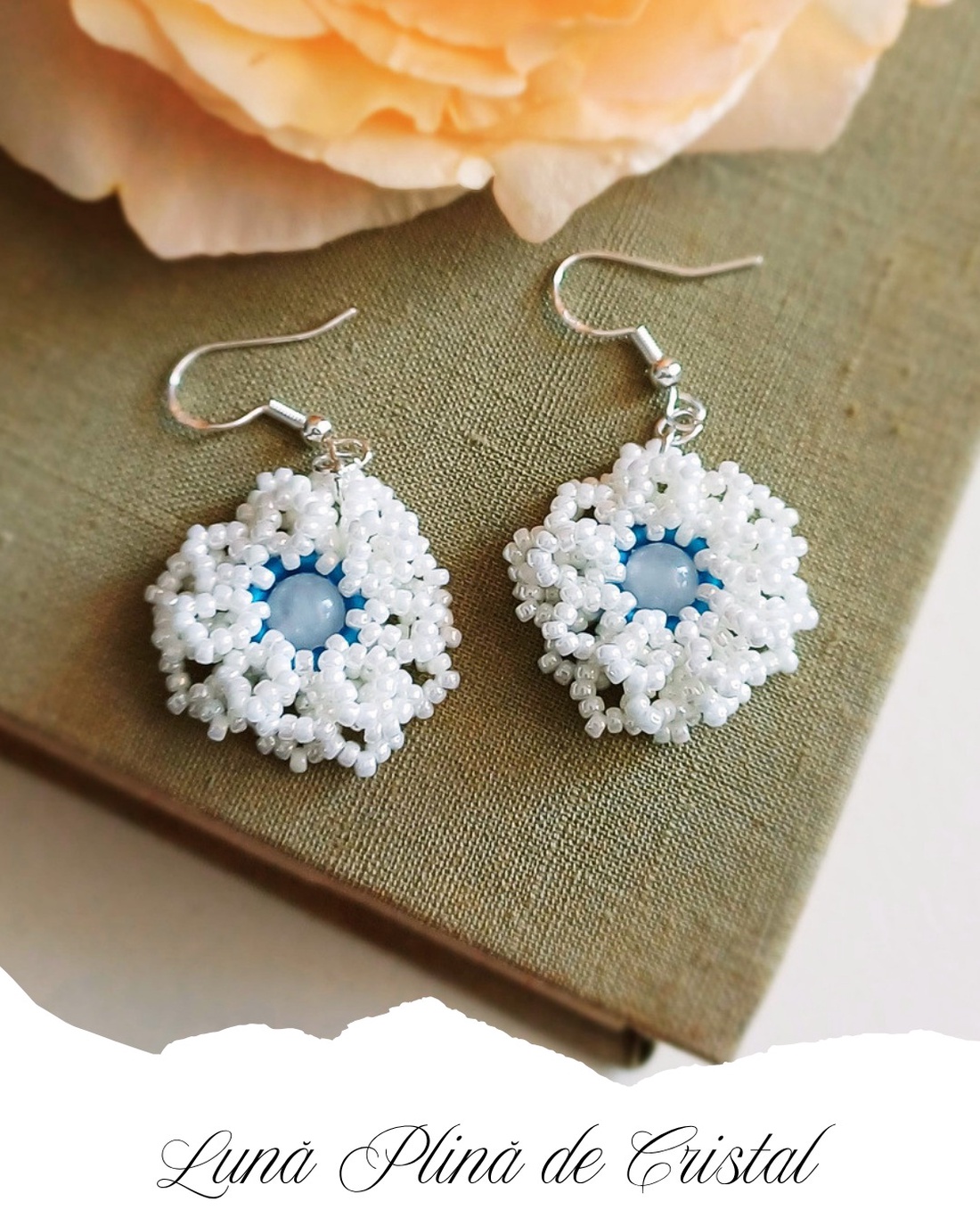 Cercei Luna Plina cu Cristal - accesorii nuntă - bijuterii mireasă - cercei mireasă - Artynos.ro