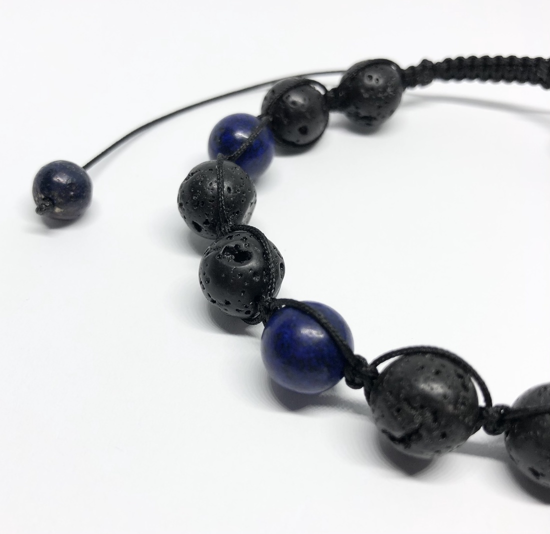 Bratara barbateasca lapis lazuli si lava - bijuterii - brățări - brățări din pietre semiprețioase - Artynos.ro