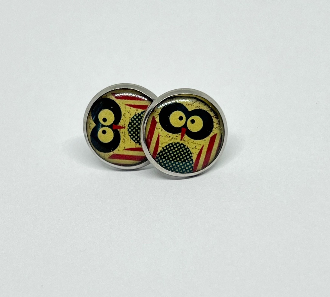 Retro Owl - bijuterii - cercei - cercei din rășină - Artynos.ro