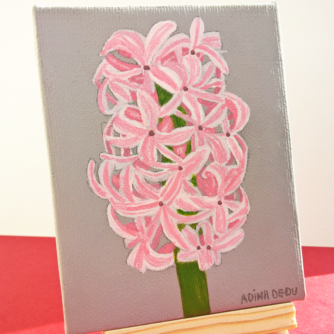 Mini Tablou pe Panza Zambila Roz cu Mini Sevalet - casă & stil de viață - accesorii pentru decorat casa - picturi murale - tablouri/picturi pe pânză - Artynos.ro