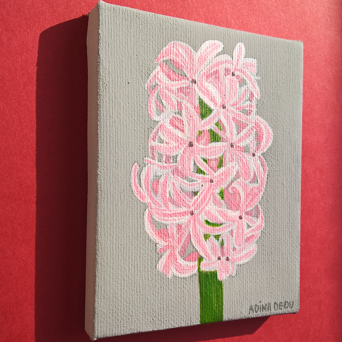 Mini Tablou pe Panza Zambila Roz cu Mini Sevalet - casă & stil de viață - accesorii pentru decorat casa - picturi murale - tablouri/picturi pe pânză - Artynos.ro