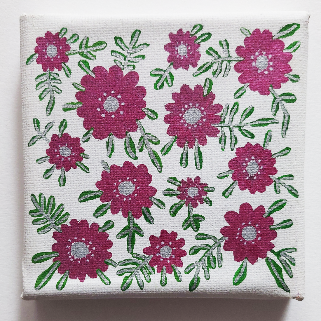 Mini Tablou pe Panza Flori Roz/Magenta cu Mini Sevalet - casă & stil de viață - accesorii pentru decorat casa - picturi murale - tablouri/picturi pe pânză - Artynos.ro