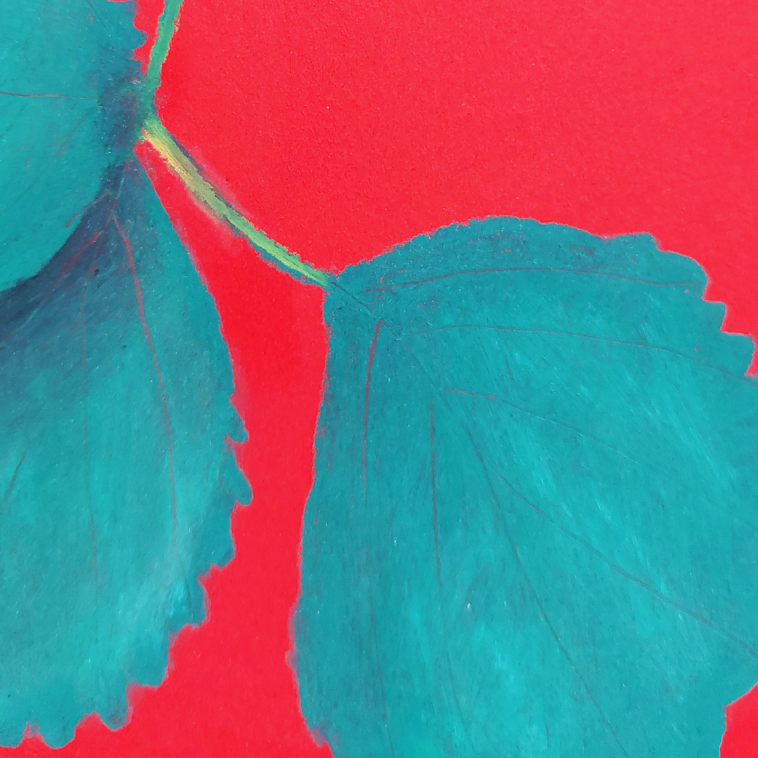 Ilustratie Tablou in Pastel Uleios Crenguta cu Capsuni pe Carton Colorat - arte vizuale și accesorii  - grafică, ilustrație - alte desene - Artynos.ro