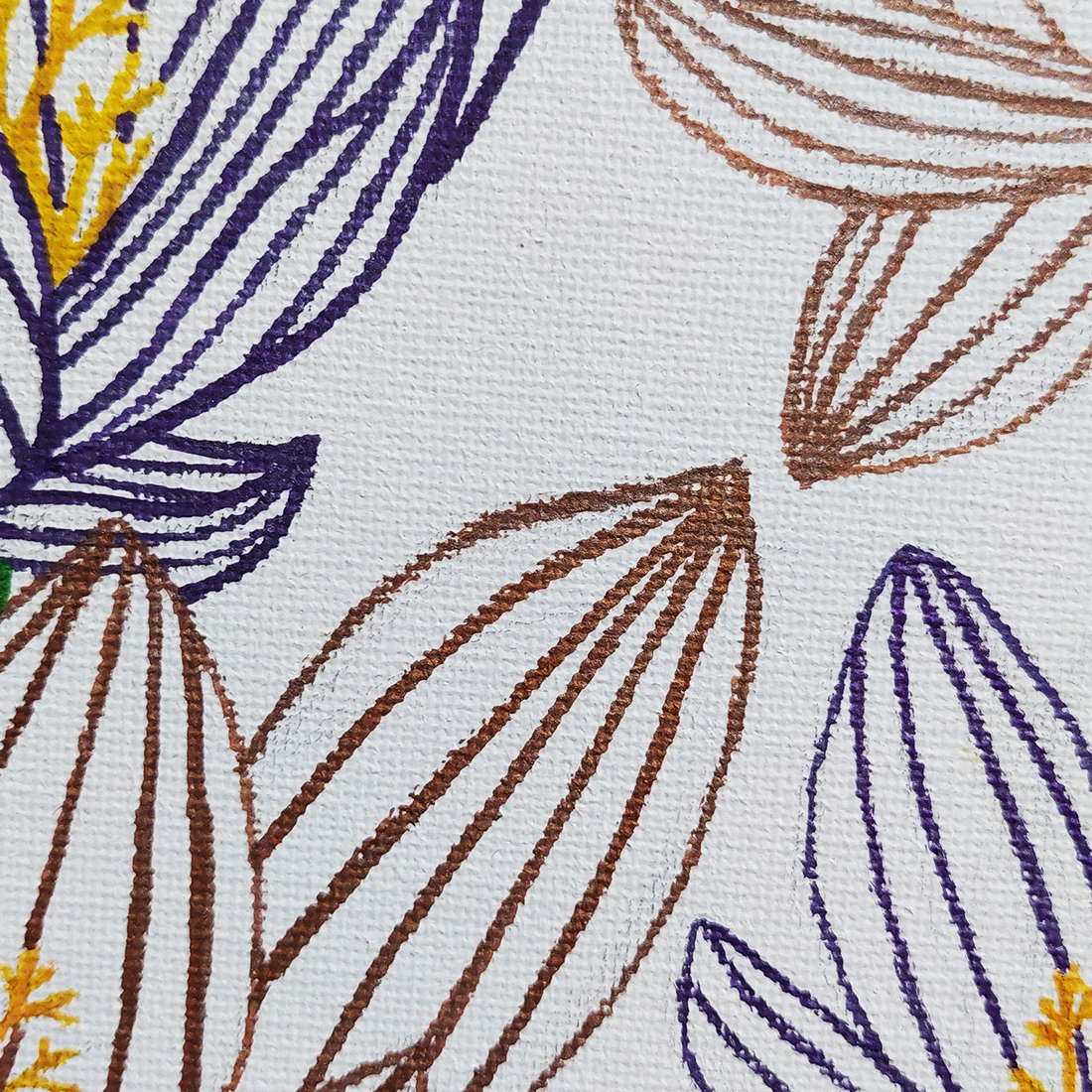 Tablou Pictat Acrilic pe Carton Panzat Flori Violet si Cupru - casă & stil de viață - decorațiuni de casă - picturi murale - tablouri/picturi pe pânză - Artynos.ro