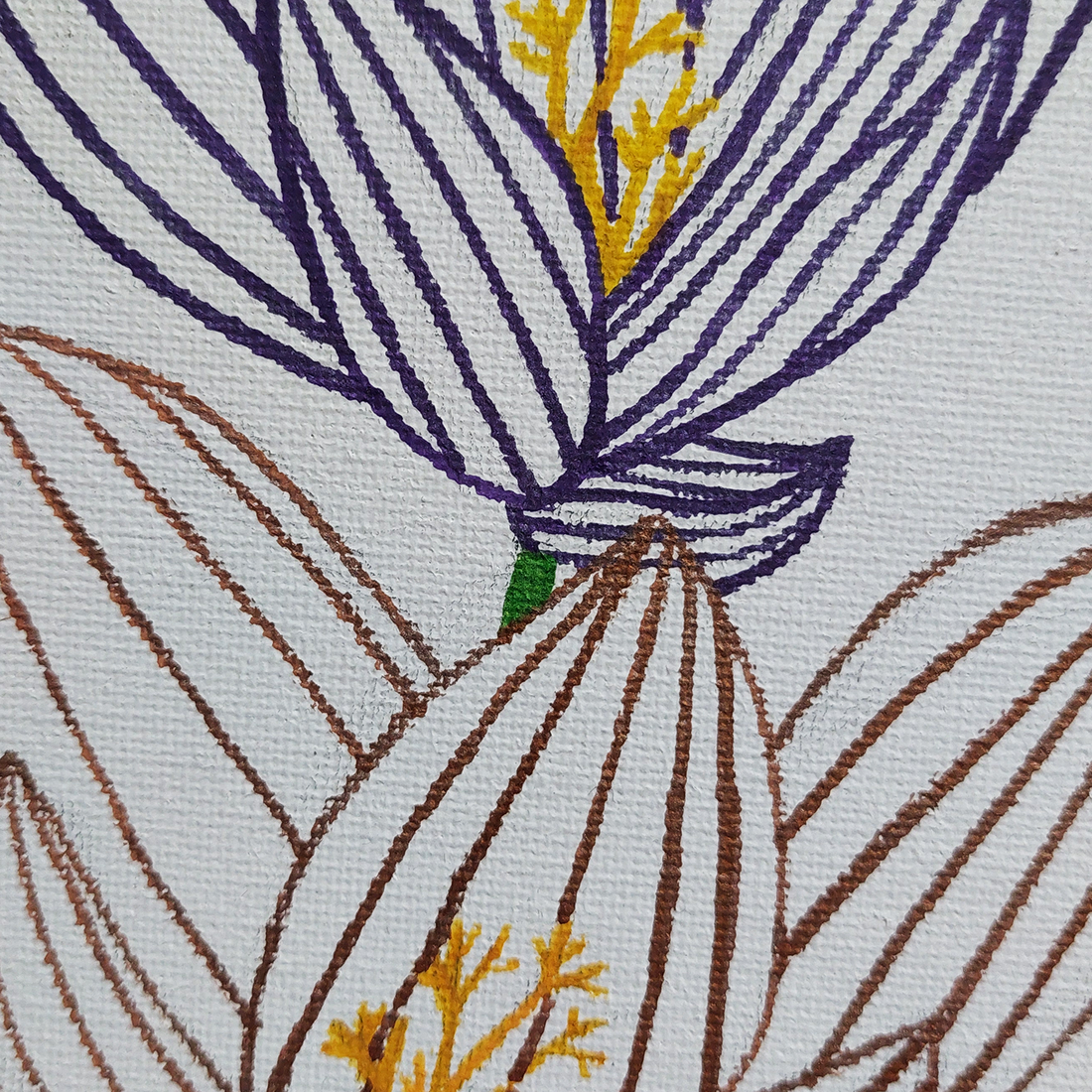 Tablou Pictat Acrilic pe Carton Panzat Flori Violet si Cupru - casă & stil de viață - decorațiuni de casă - picturi murale - tablouri/picturi pe pânză - Artynos.ro