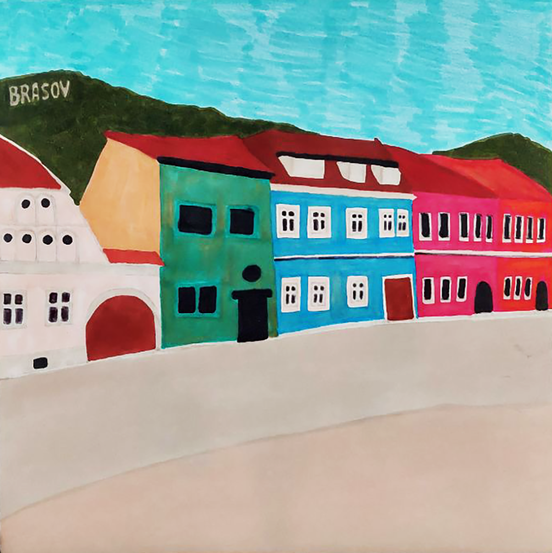 Ilustratie Desen Tablou Peisaj Brasov - arte vizuale și accesorii  - grafică, ilustrație - alte desene - Artynos.ro