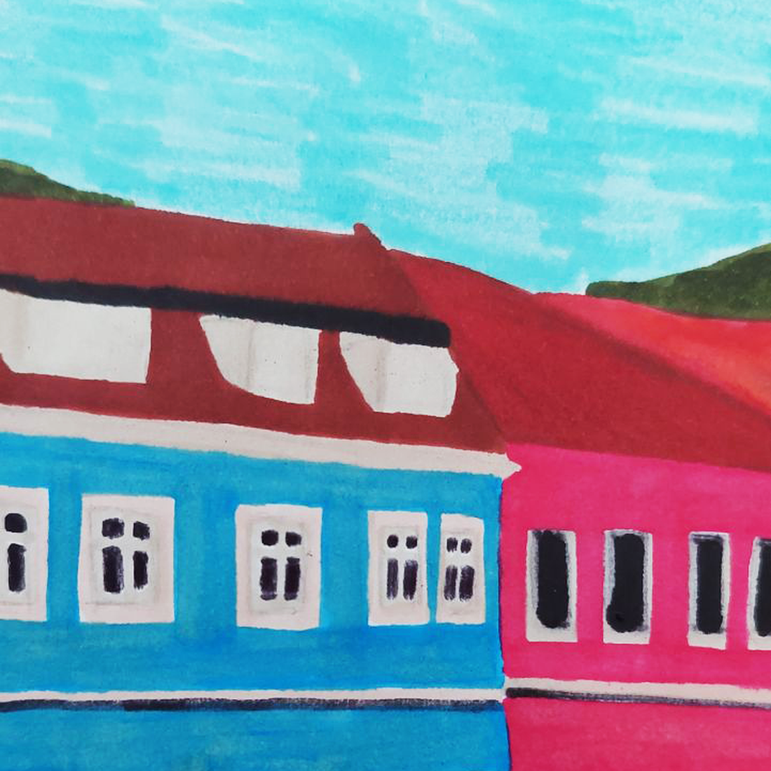 Ilustratie Desen Tablou Peisaj Brasov - arte vizuale și accesorii  - grafică, ilustrație - alte desene - Artynos.ro