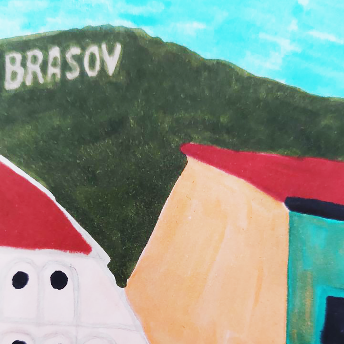 Ilustratie Desen Tablou Peisaj Brasov - arte vizuale și accesorii  - grafică, ilustrație - alte desene - Artynos.ro