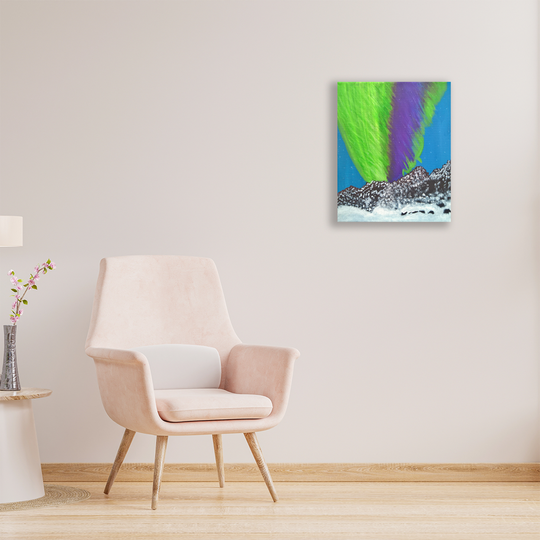 Tablou Pictat Acrilic pe Panza Aurora Boreala  - casă & stil de viață - decorațiuni de casă - picturi murale - tablouri/picturi pe pânză - Artynos.ro