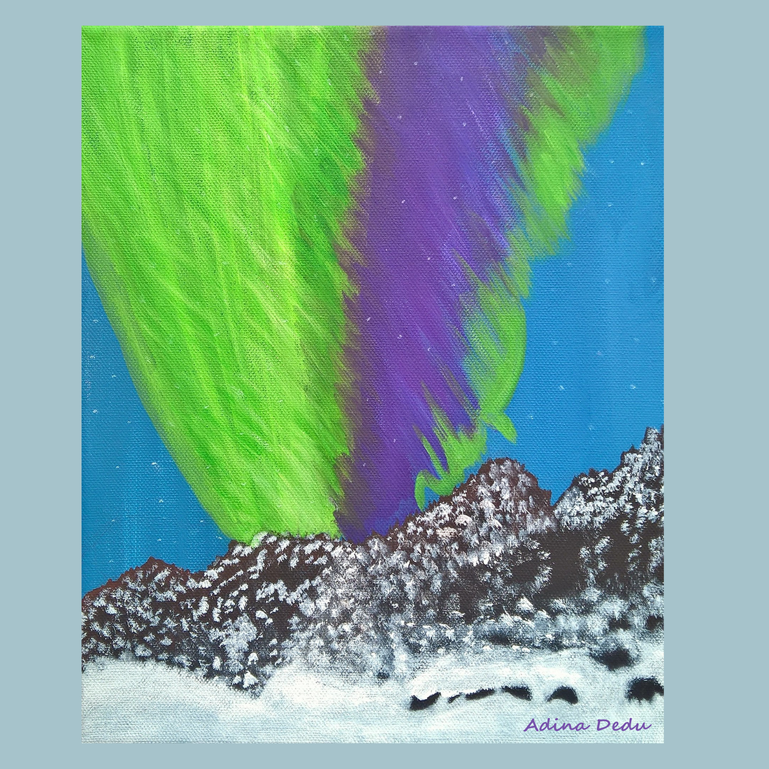 Tablou Pictat Acrilic pe Panza Aurora Boreala  - casă & stil de viață - decorațiuni de casă - picturi murale - tablouri/picturi pe pânză - Artynos.ro
