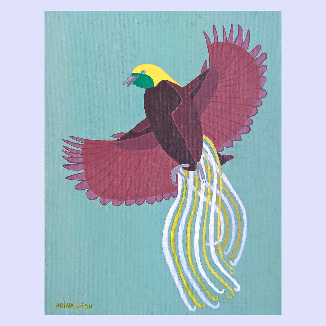 Tablou Pictat Acrilic pe Panza Pasarea Paradisului - casă & stil de viață - decorațiuni de casă - picturi murale - tablouri/picturi pe pânză - Artynos.ro
