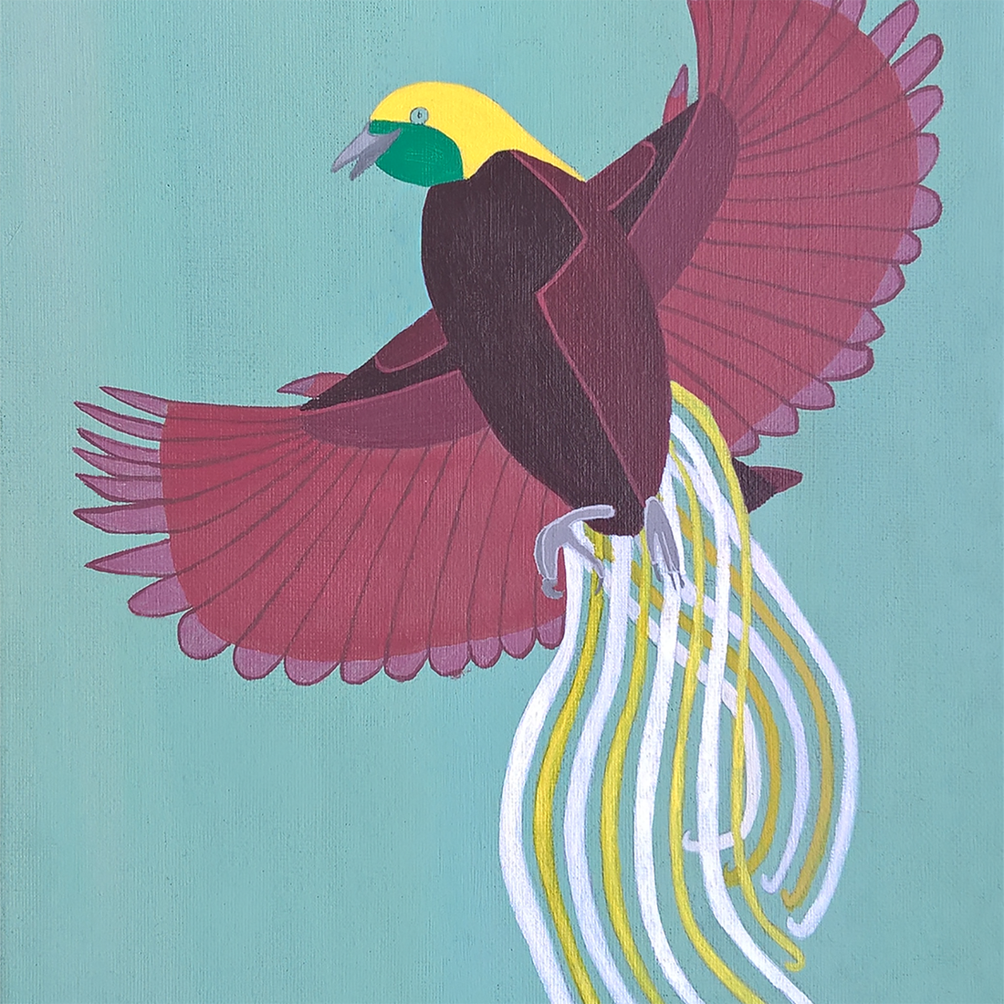 Tablou Pictat Acrilic pe Panza Pasarea Paradisului - casă & stil de viață - decorațiuni de casă - picturi murale - tablouri/picturi pe pânză - Artynos.ro