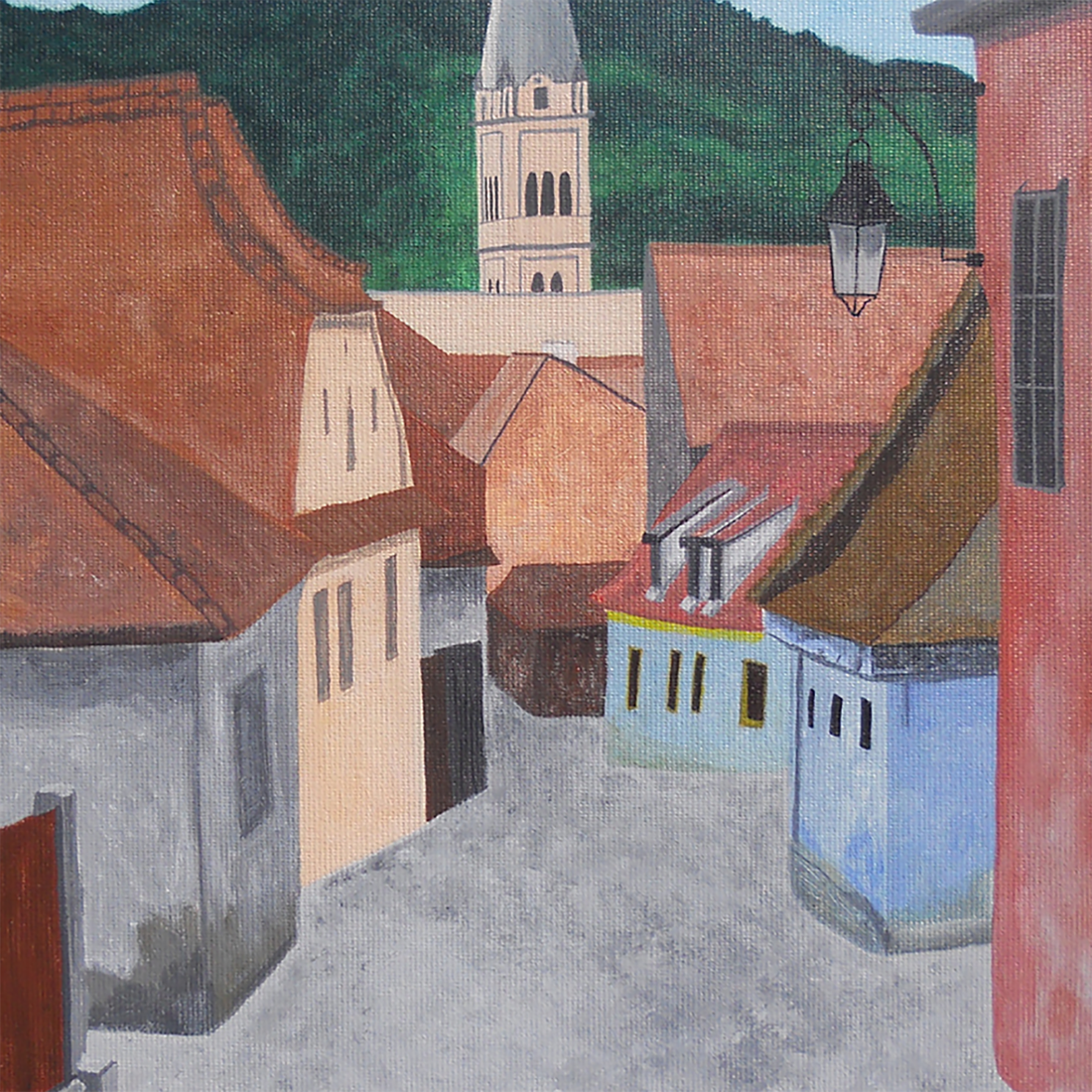 Tablou Pictat Acrilic pe Panza Peisaj Sighisoara - casă & stil de viață - decorațiuni de casă - picturi murale - tablouri/picturi pe pânză - Artynos.ro
