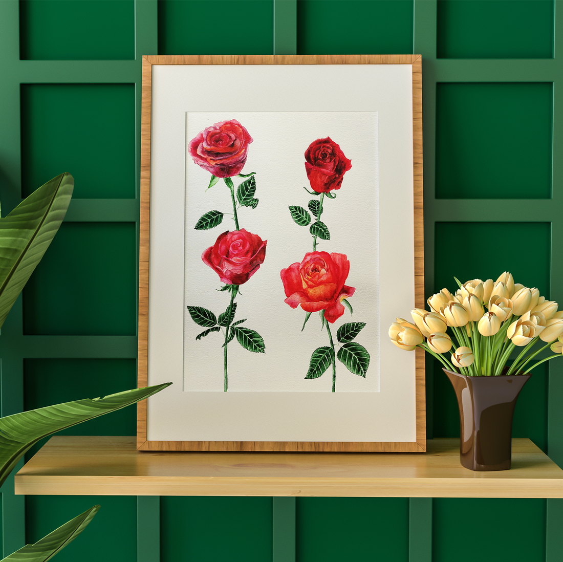 Ilustratie Pictura Tablou Acuarele Trandafiri Rosii - arte vizuale și accesorii  - picturi - acuarele picturi - Artynos.ro