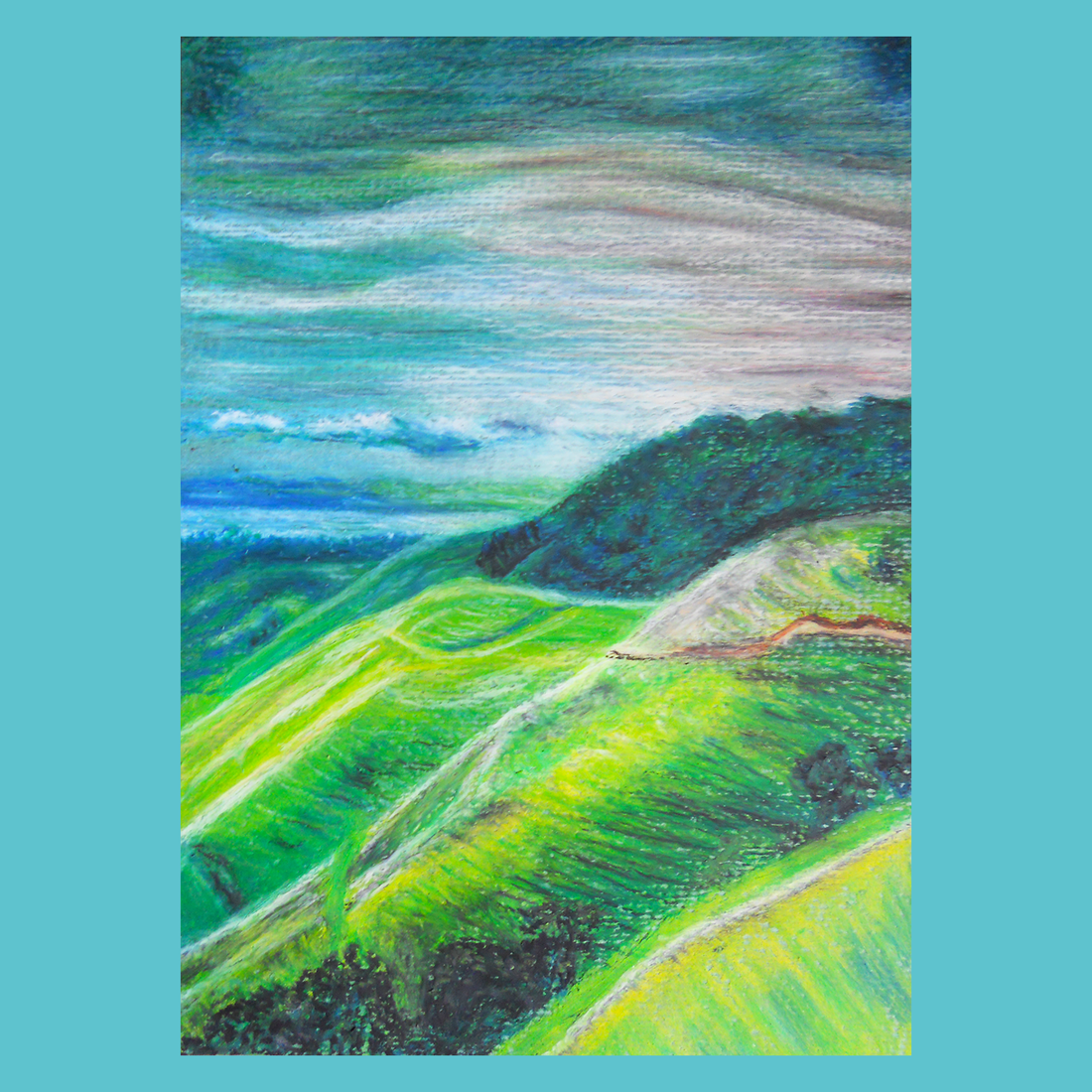 Tablou Pictat Pastel Uleios Peisaj de Munte - arte vizuale și accesorii  - grafică, ilustrație - alte desene - Artynos.ro