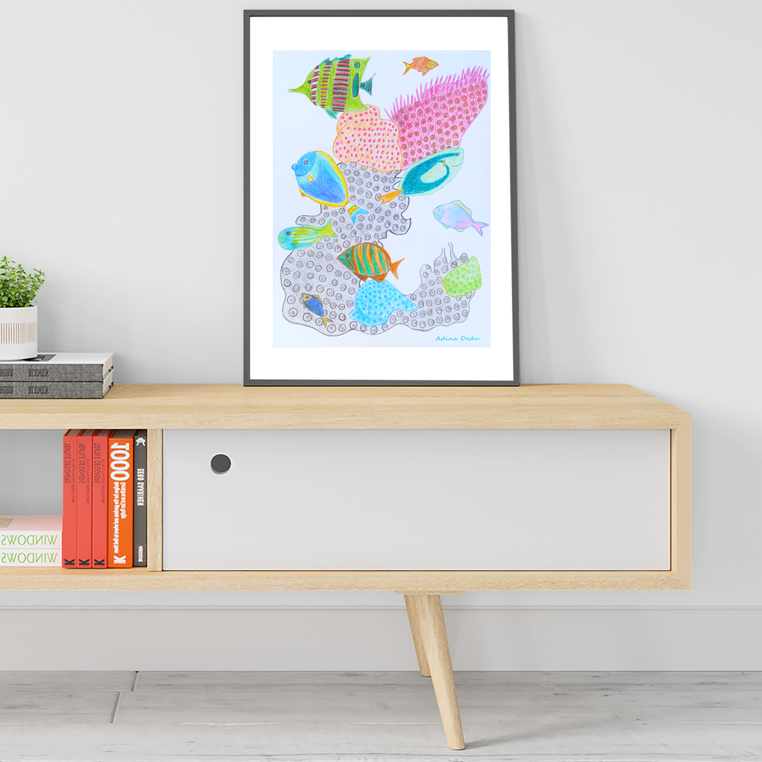 Tablou Ilustratie Creioane Colorate Pesti si Corali - arte vizuale și accesorii  - grafică, ilustrație - alte desene - Artynos.ro