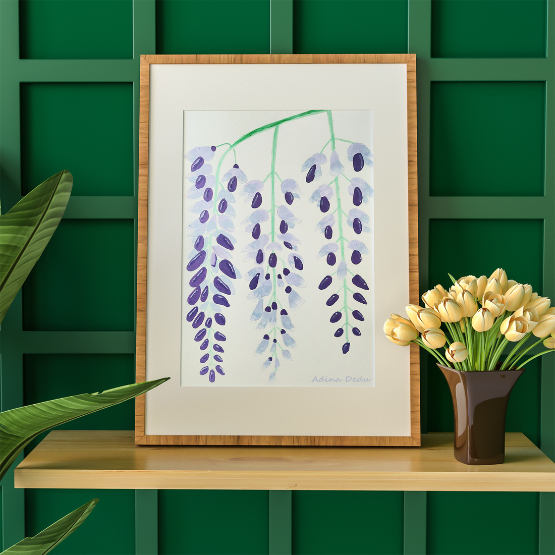 Tablou Ilustratie Flori Glicină Violet - arte vizuale și accesorii  - grafică, ilustrație - alte desene - Artynos.ro