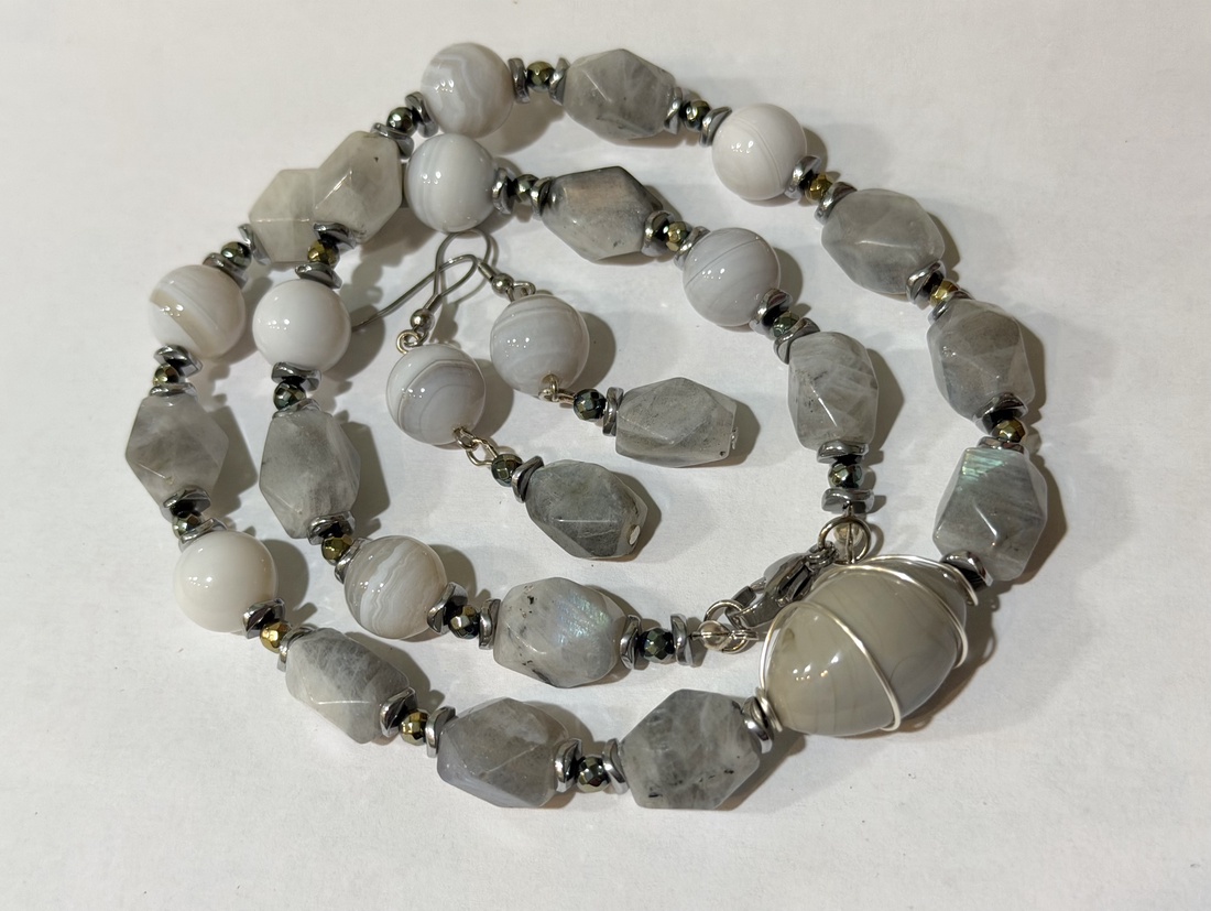 SETFROZEN AURAlabradorit,agate,hematit electroplacat,inox - bijuterii - seturi de bijuterii - Artynos.ro