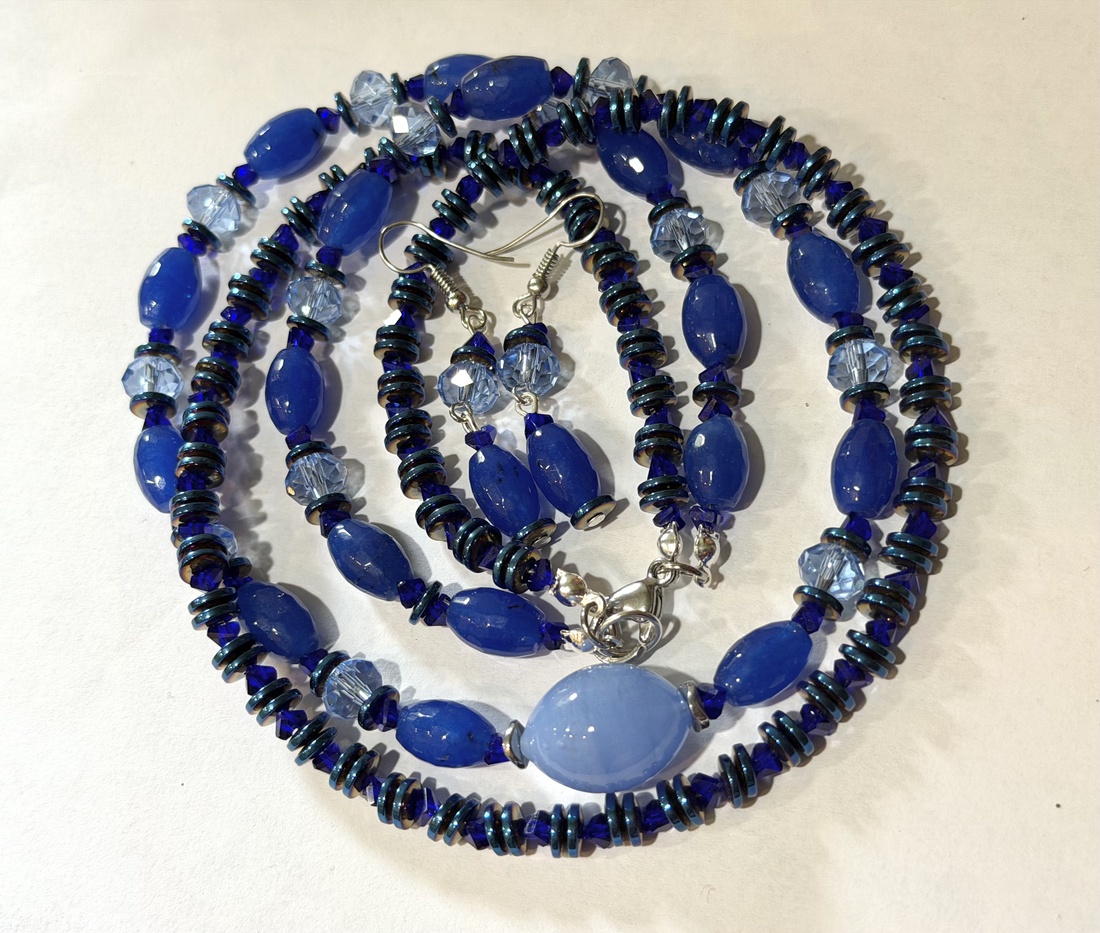 Set colier și cercei din agate fațetate,hematit electroplacat,cristale sticla și inoxBLUE OBSESSION - bijuterii - suporturi și cutii de bijuterii - cutii de bijuterii - Artynos.ro
