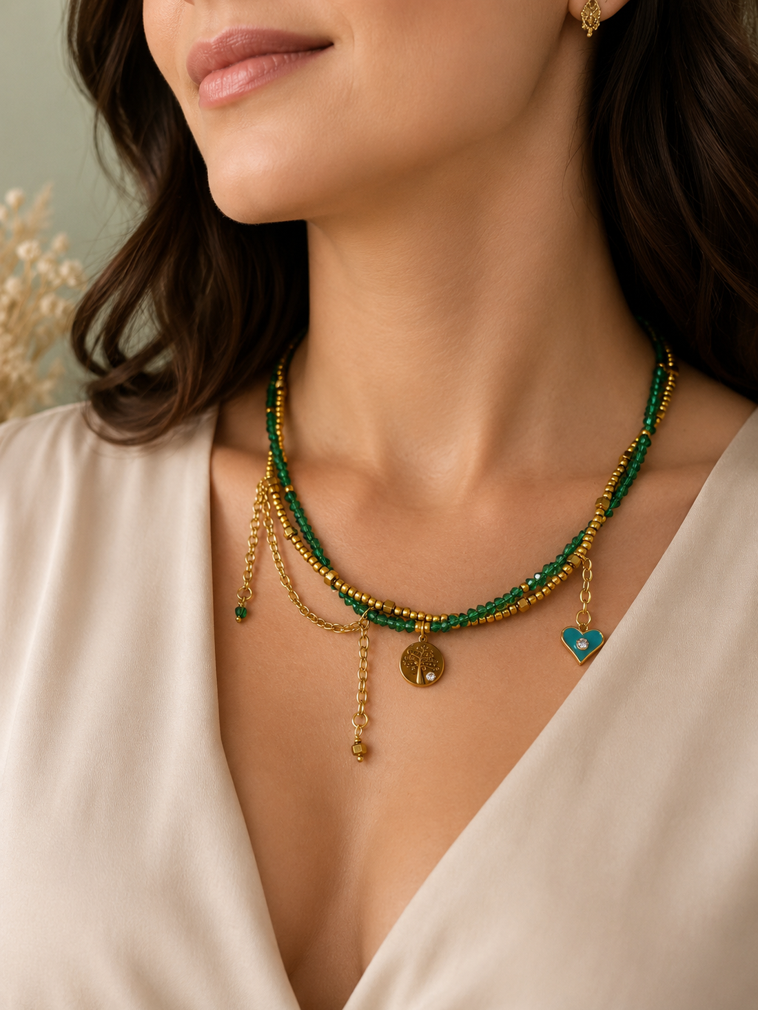 COLIER SUMMER ESCAPEcristale sticlă,toho,accesorii placate cu aur,hematit,inox auriu - bijuterii - coliere - chockere - Artynos.ro