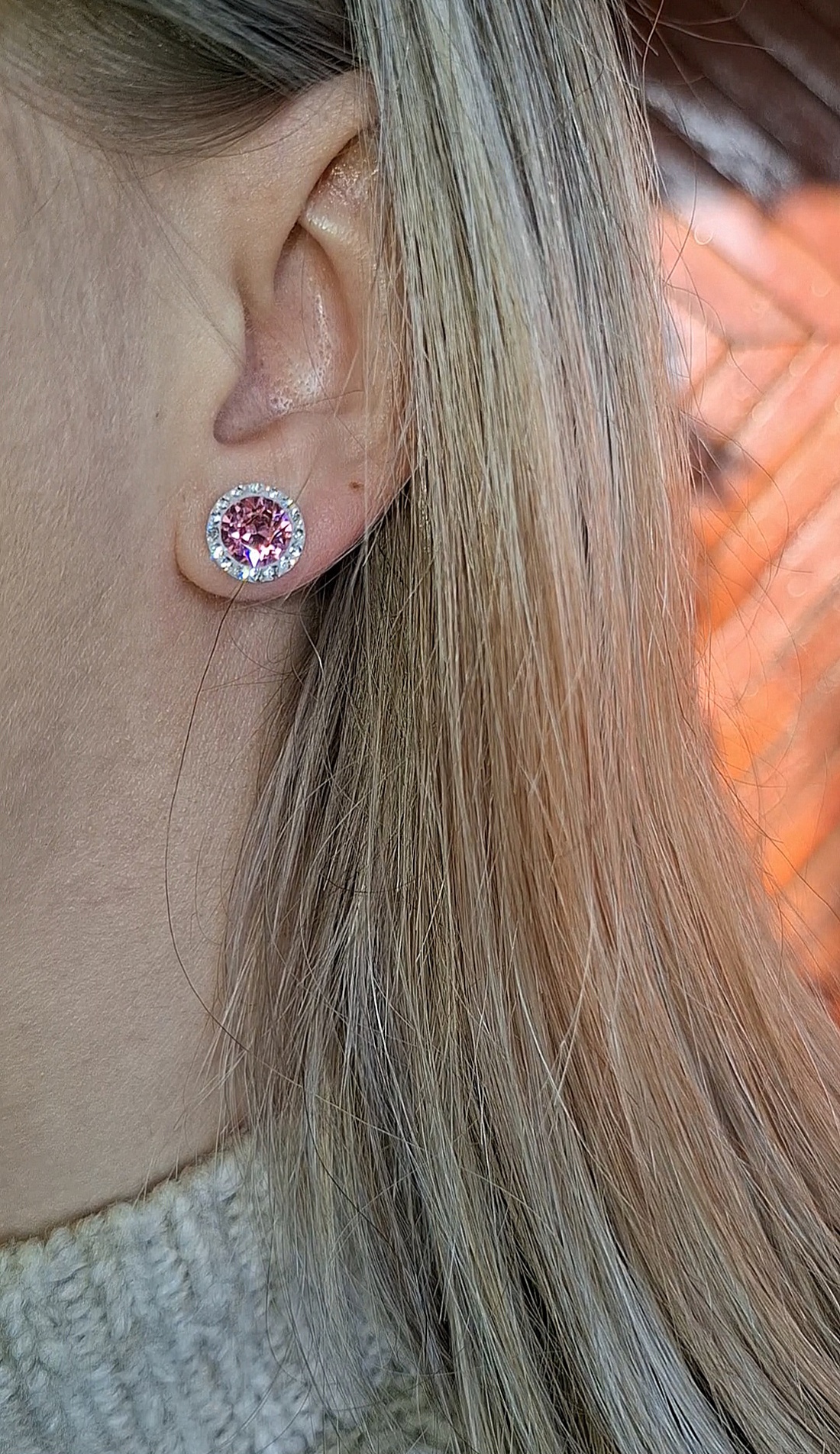 Cercei din argint cu cristale rose - bijuterii - cercei - cercei din argint - Artynos.ro