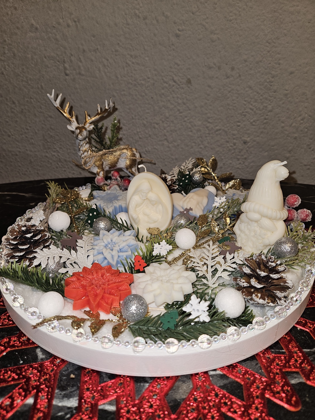 Aranjament de Crăciun  - crăciun - decorațiuni de advent - decor pentru masa de advent - Artynos.ro