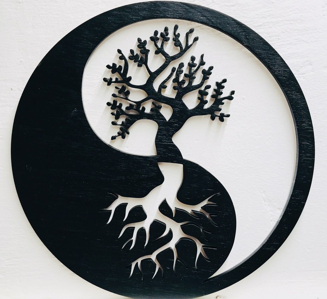 Decor de perete Jin Jang cu motivul copacului vieții - casă & stil de viață - accesorii pentru decorat casa - picturi murale - artă de perete din lemn - Artynos.ro