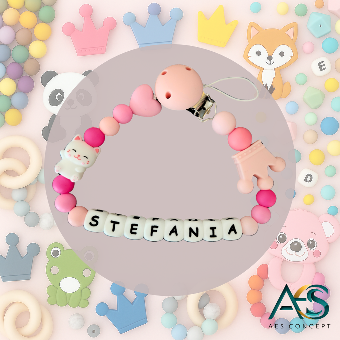 Lanț pentru suzetă personalizat - jucării și echipamente pentru copii - jucării bebeluși - lanț suzetă - Artynos.ro Lanț pentru suzetă personalizat - jucării și echipamente pentru copii - jucării bebeluși - lanț suzetă - Artynos.ro
