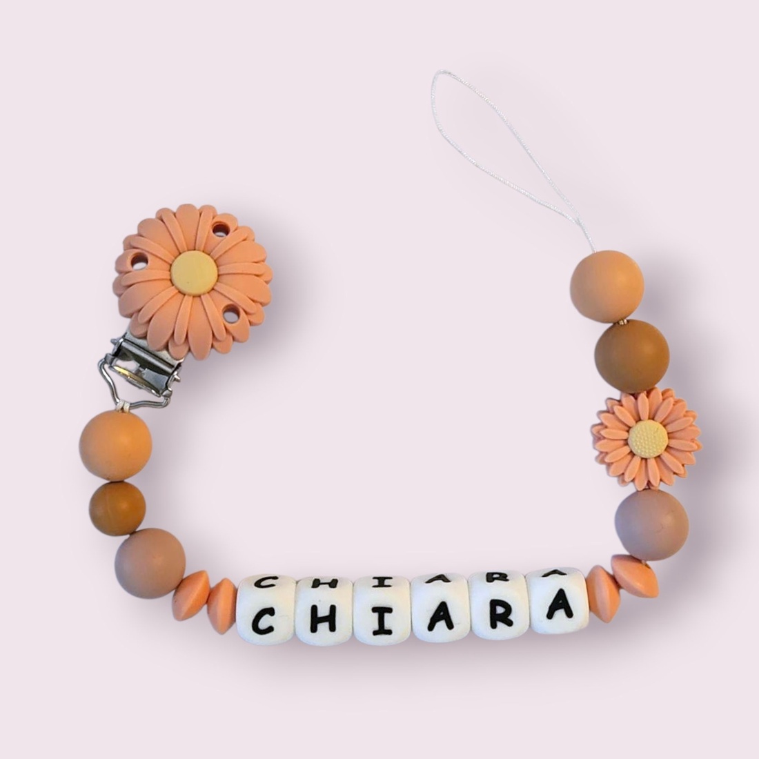 Lanț pentru suzetă personalizat (Varianta Margaretă)) - jucării și echipamente pentru copii - jucării bebeluși - lanț suzetă - Artynos.ro