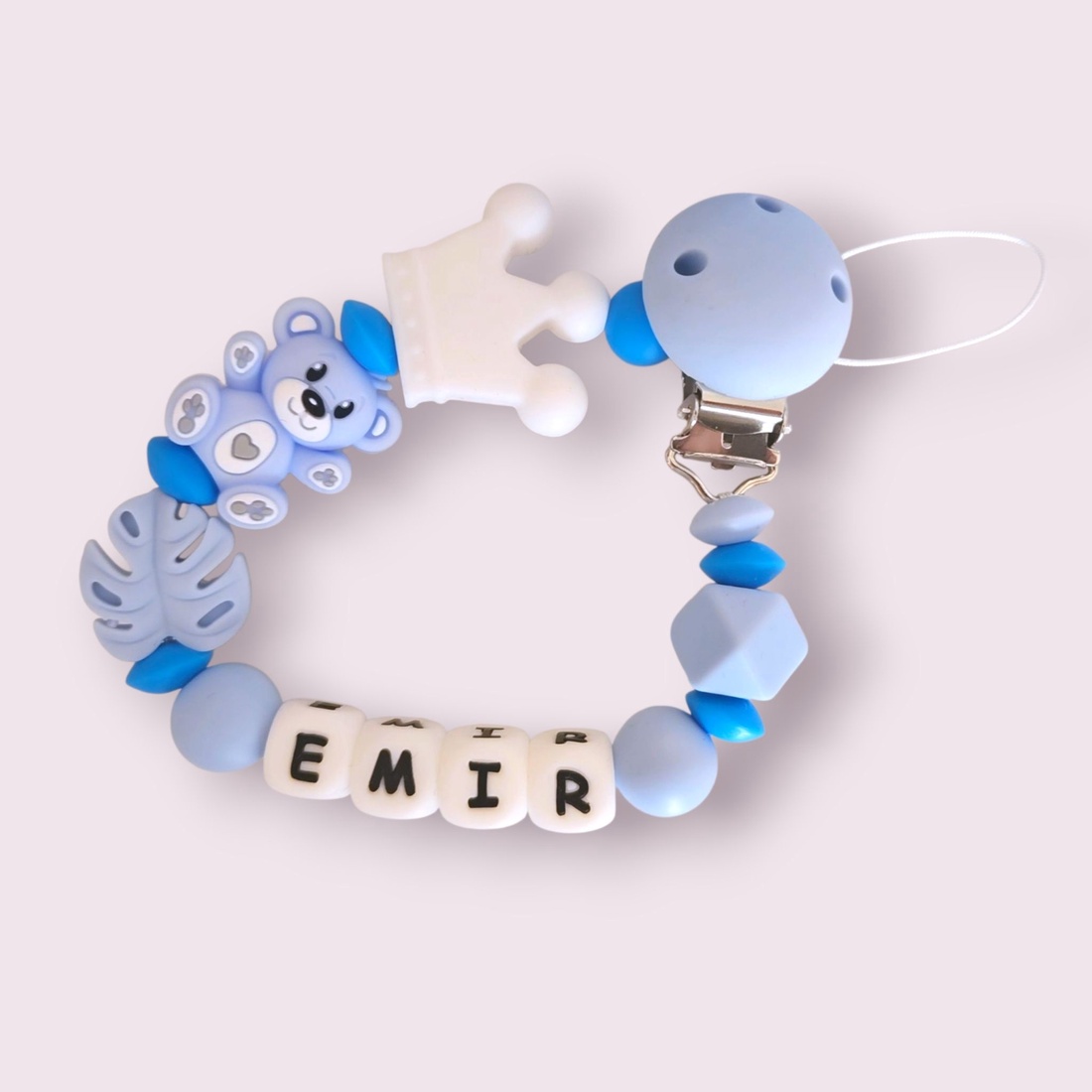 Lanț pentru suzetă personalizat (Varianta clips silicon)) - jucării și echipamente pentru copii - jucării bebeluși - lanț suzetă - Artynos.ro