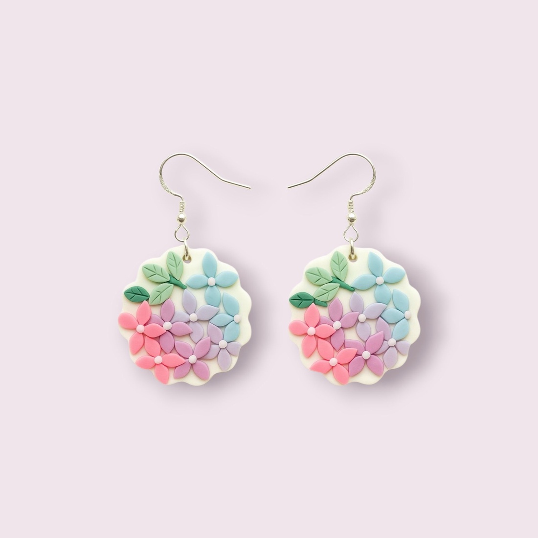 Cercei Hortensii dulci - Argint S925 - bijuterii - cercei - cercei cu figurine - Artynos.ro