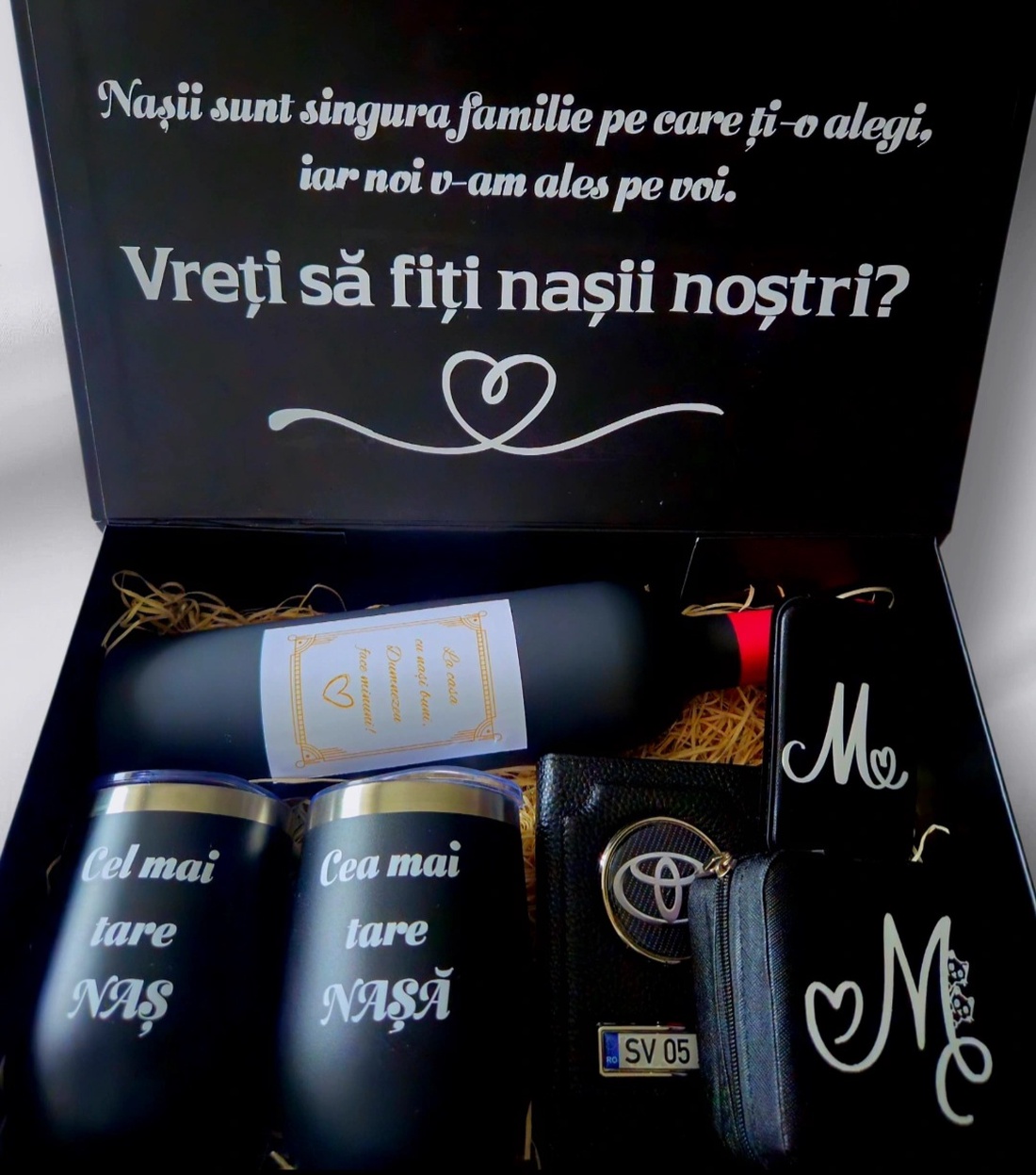 Cutie cerere nași cununie/botez - accesorii nuntă - amintiri și cadouri de nuntă - cadou nuntă - set de ceremonie - Artynos.ro