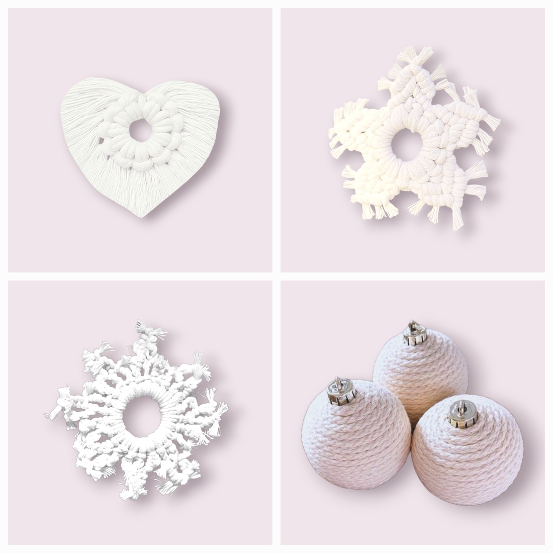 Decorațiuni macramé - crăciun - decorațiuni de crăciun de casă - figurine pentru pomul de crăciun - Artynos.ro