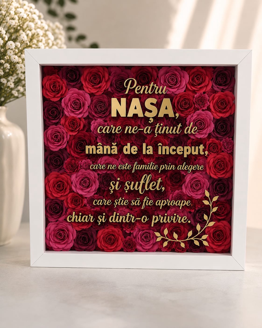 Ramă decorativă cu flori 3D din hârtie cartonată � personalizată după dorința ta - arte vizuale și accesorii  - imagini cu broderii - alte tablouri textil - Artynos.ro