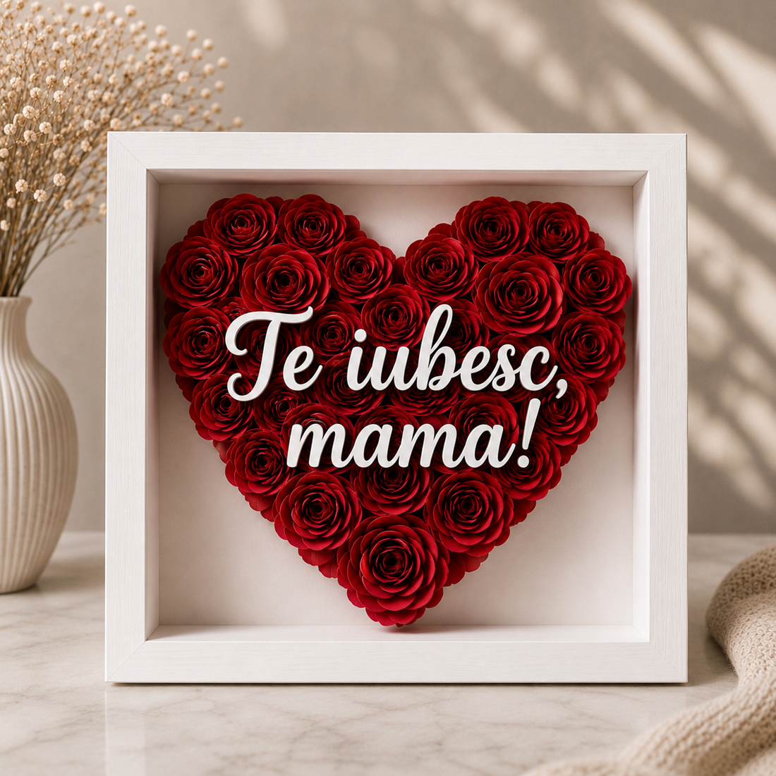Ramă decorativă cu flori 3D din hârtie cartonată � personalizată după dorința ta - arte vizuale și accesorii  - imagini cu broderii - alte tablouri textil - Artynos.ro
