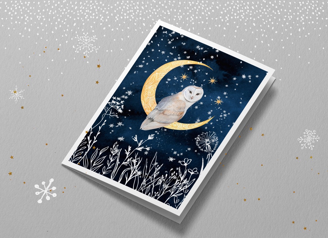 Carte poștală de Crăciun, felicitare, animal de pădure cadou companion -  - Artynos.ro