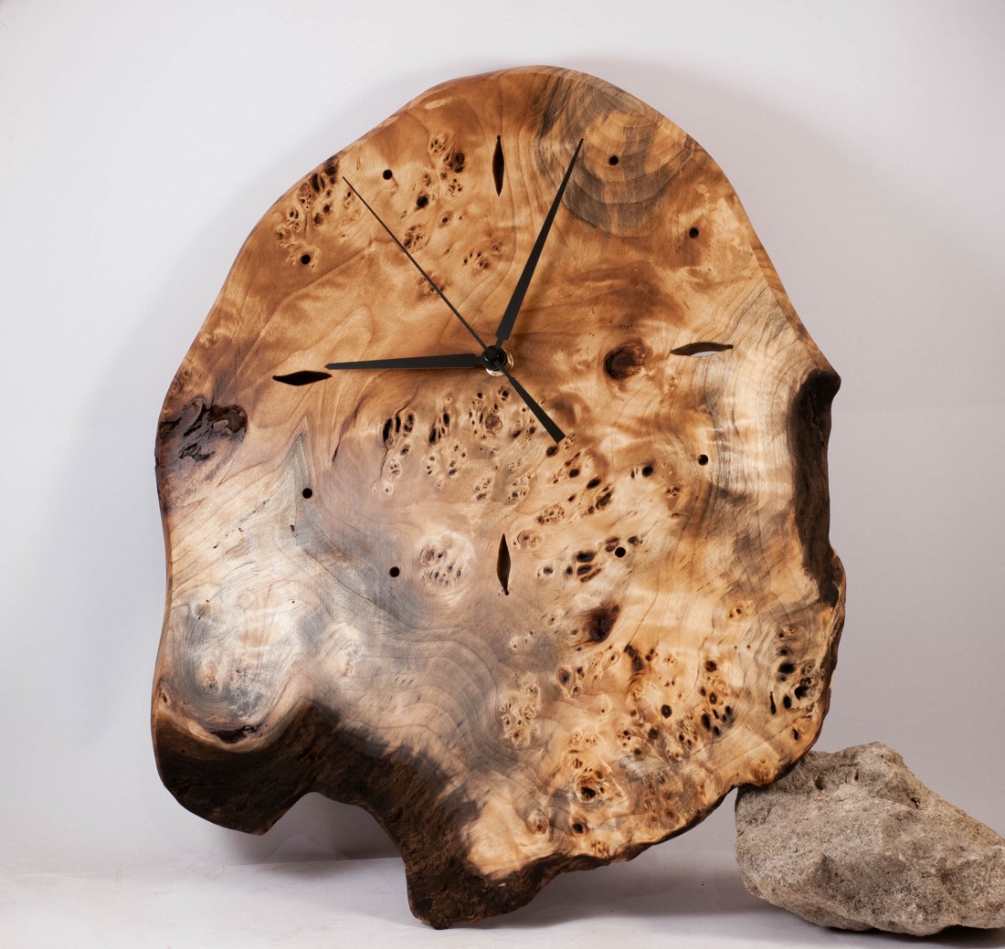 Ceas de perete din lemn, ceas rustic din lemn,  - casă & stil de viață - decorațiuni de casă - decorațiuni de pereți - ceasuri de perete - Artynos.ro