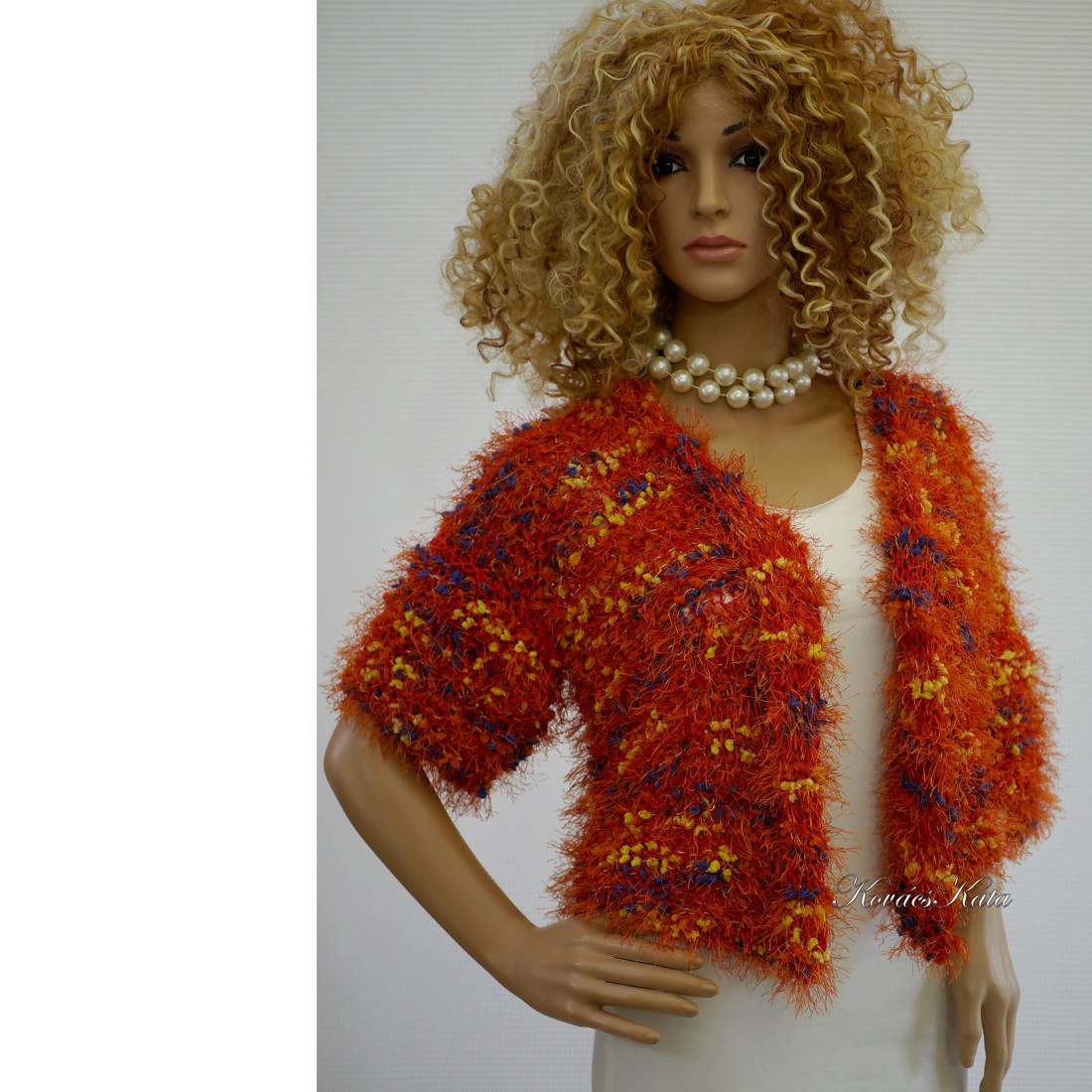 BOHO - eșarfă extra groasă tricotată manual cu franjuri lungi / portocaliu - îmbrăcăminte și modă - eșarfe, pălării, fularuri - eșarfe - Artynos.ro