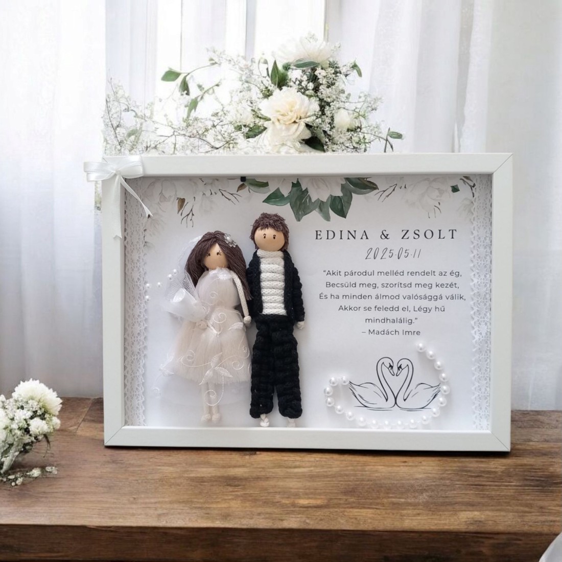 Cadou de nunta - Personalizabil macramé imagine 3D cu cuplu de logodnă -  - Artynos.ro
